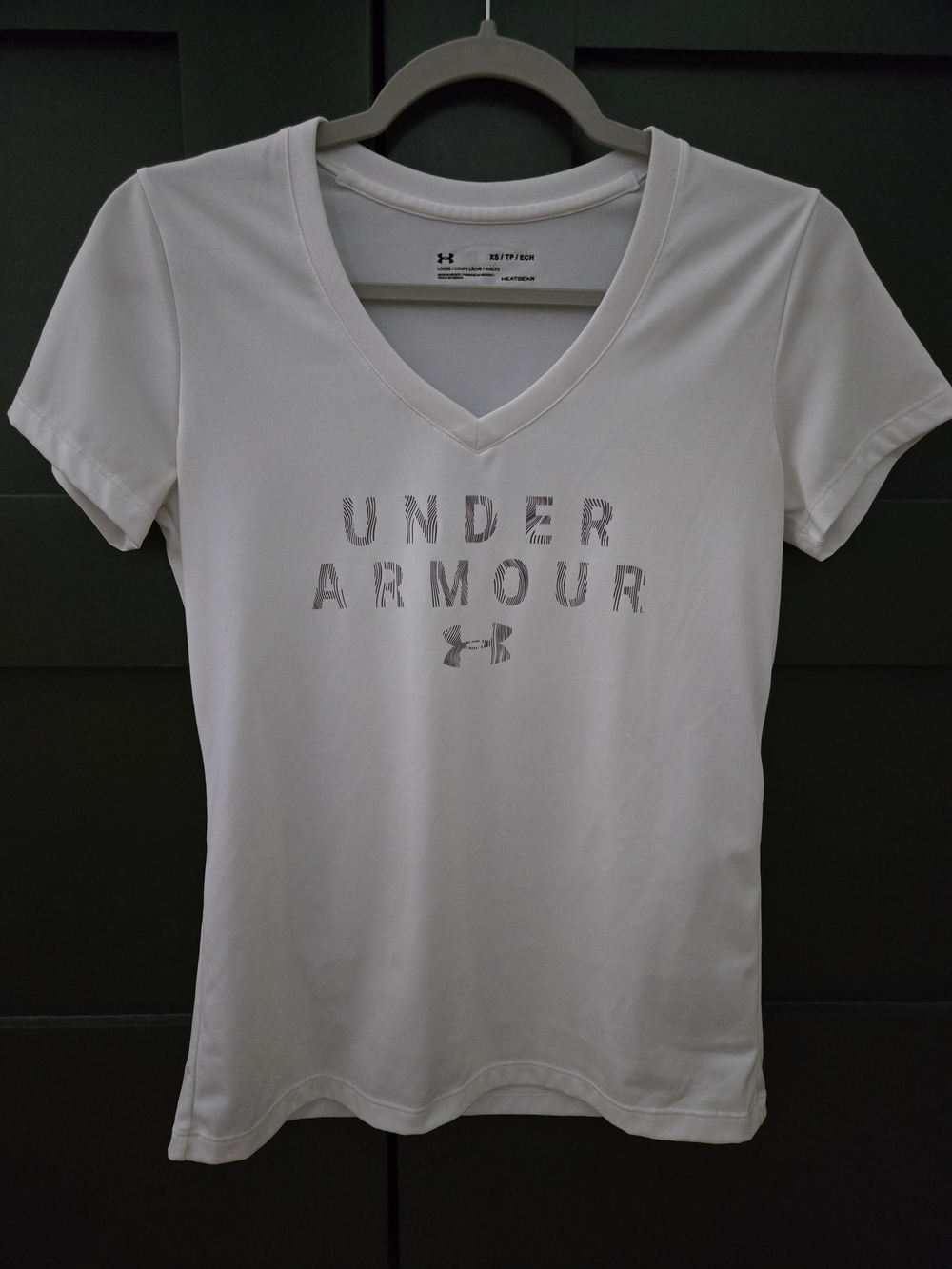 Under Armour White V-Neck Logo Tee